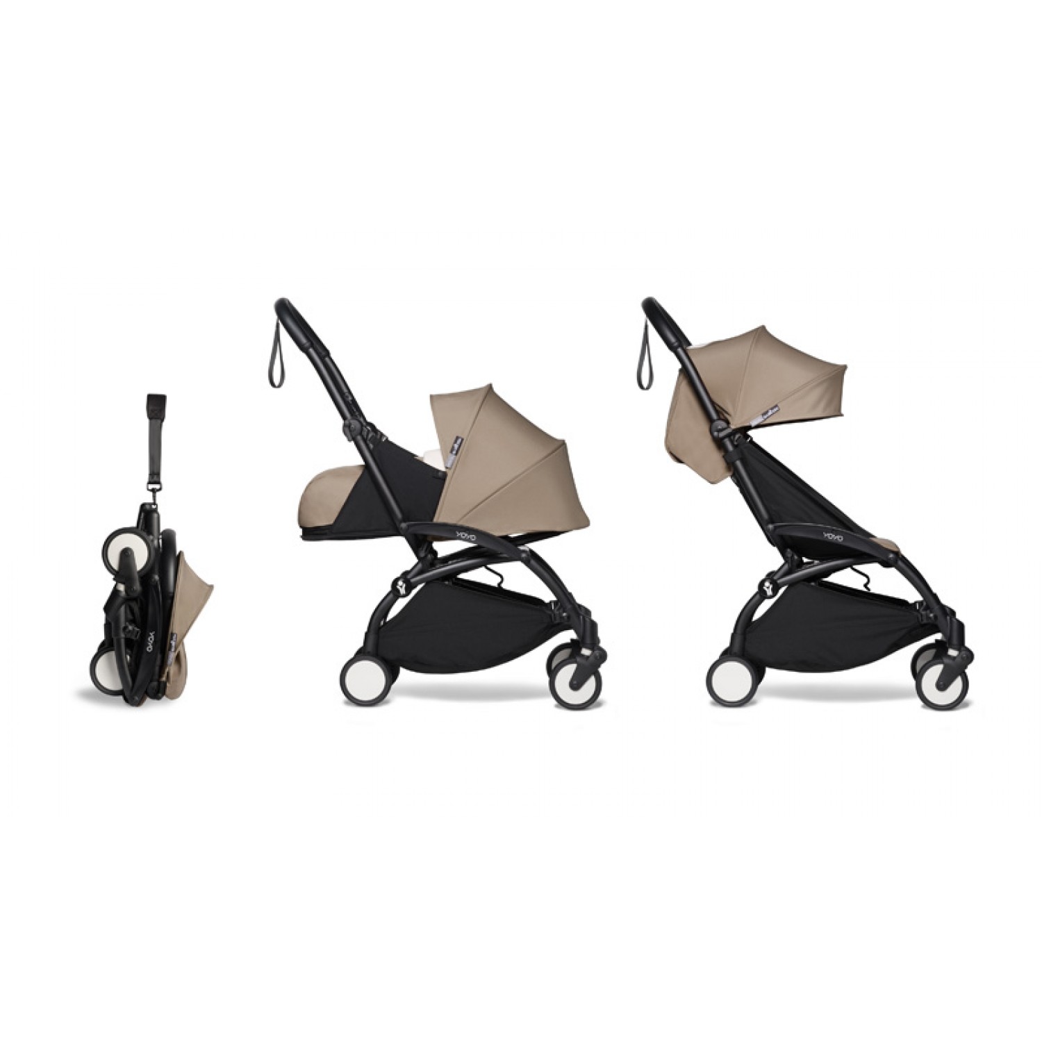 Complete BABYZEN stroller YOYO2  0+ and 6+ | Black Chassis Taupe